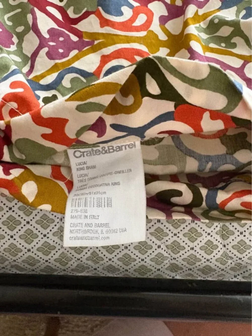 Crate & Barrel Lucia KING Multicolor Duvet Cover and Two King Shams
